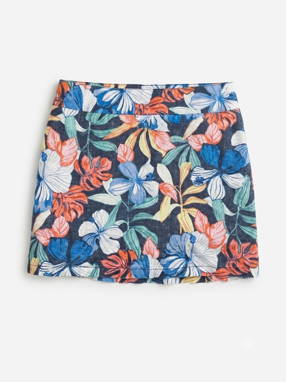 Tommy Bahama Linen Floral Mini Skirt with Multicolor Blooms